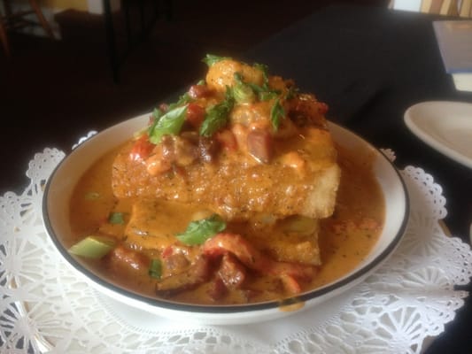 Fried Grit Cakes with Shrimp