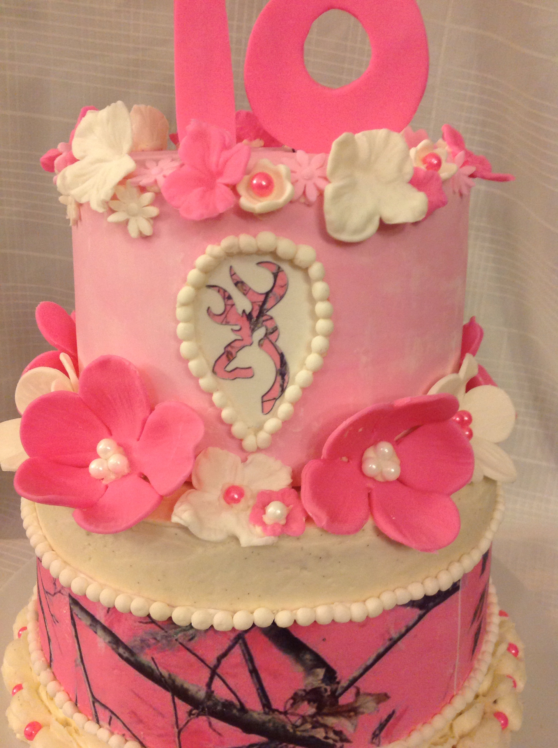 Girls Pink Camo 18th Birthday Cake