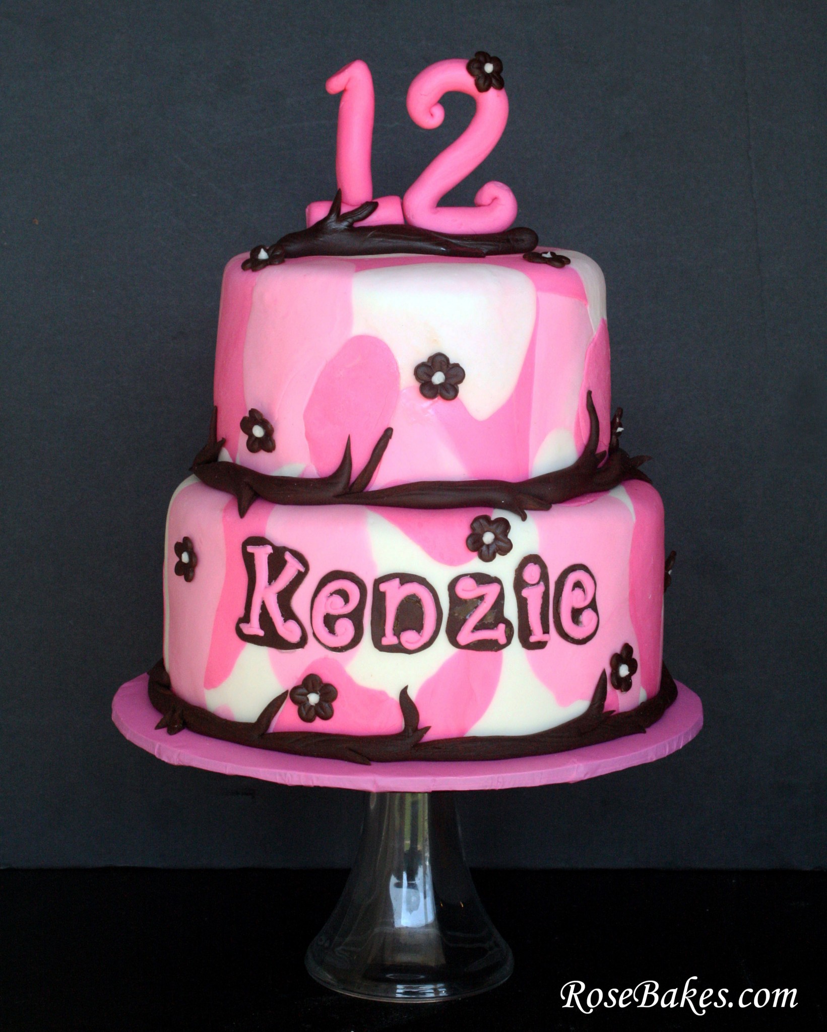 Girls Pink Camo Birthday Cake