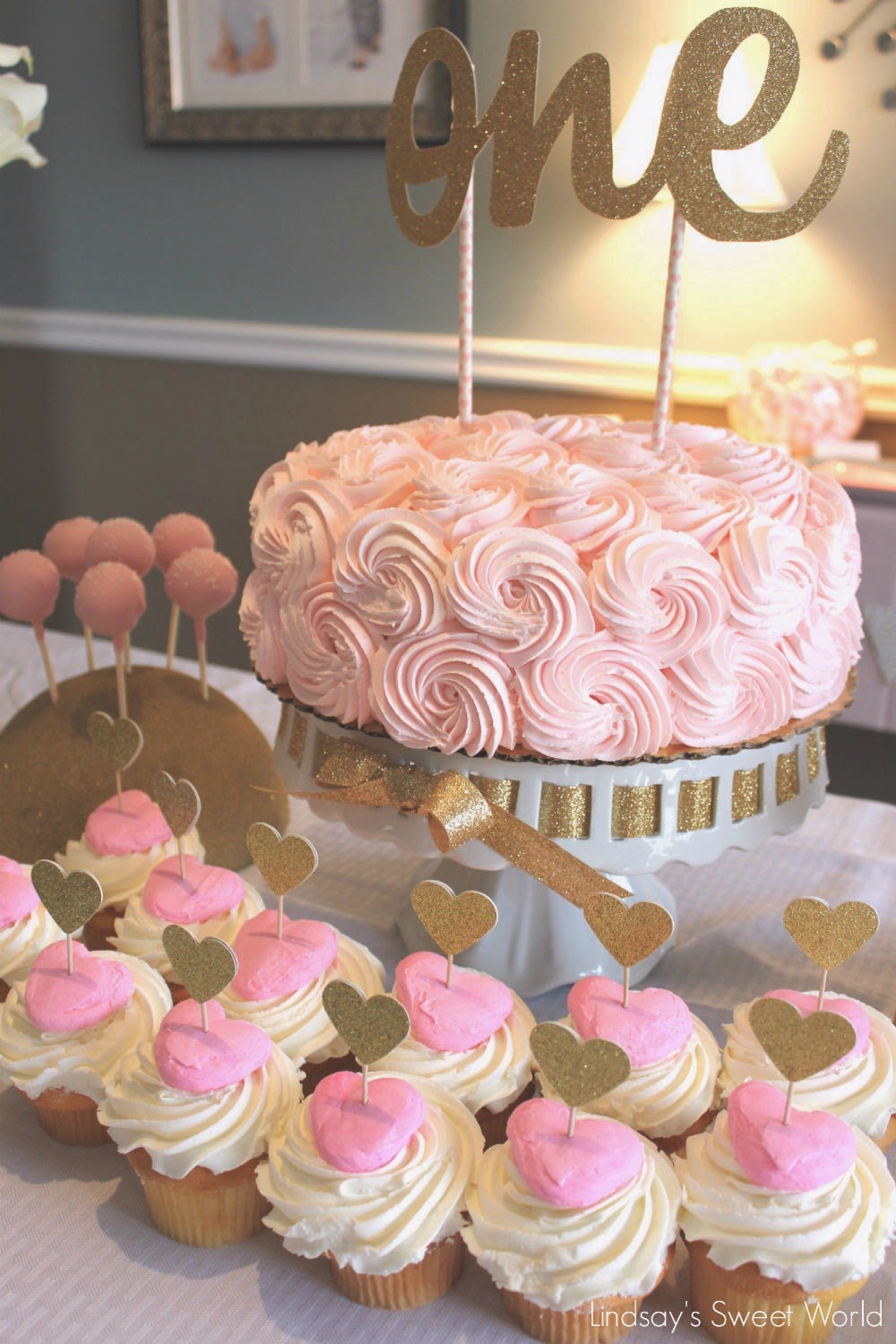 Gold and Pink 1st Birthday Party Ideas