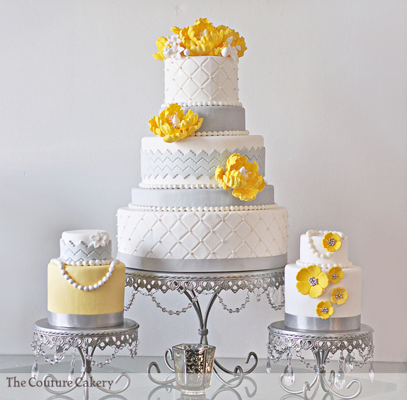Grey and Yellow Wedding Cake