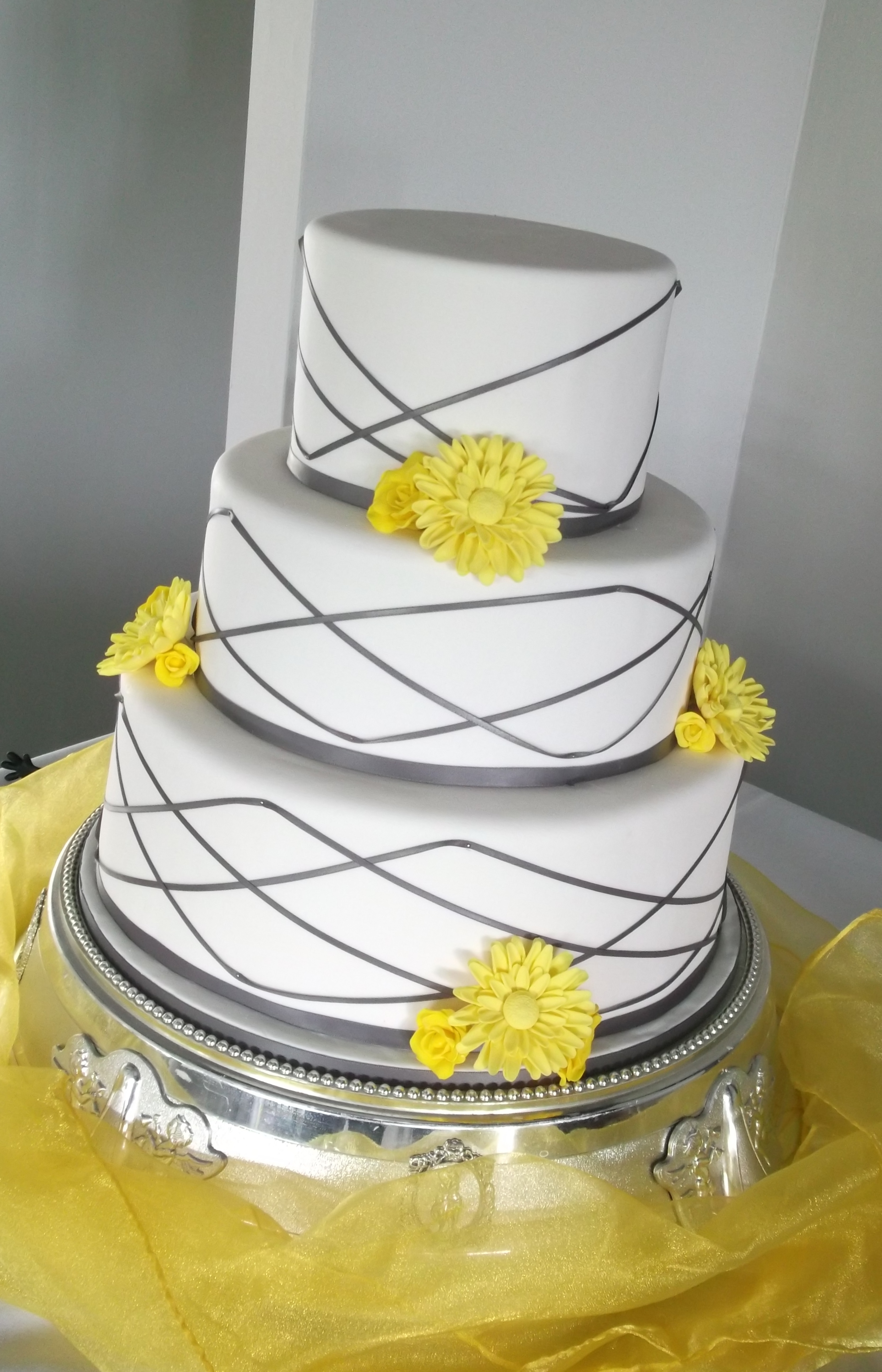 Grey and Yellow Wedding Cake