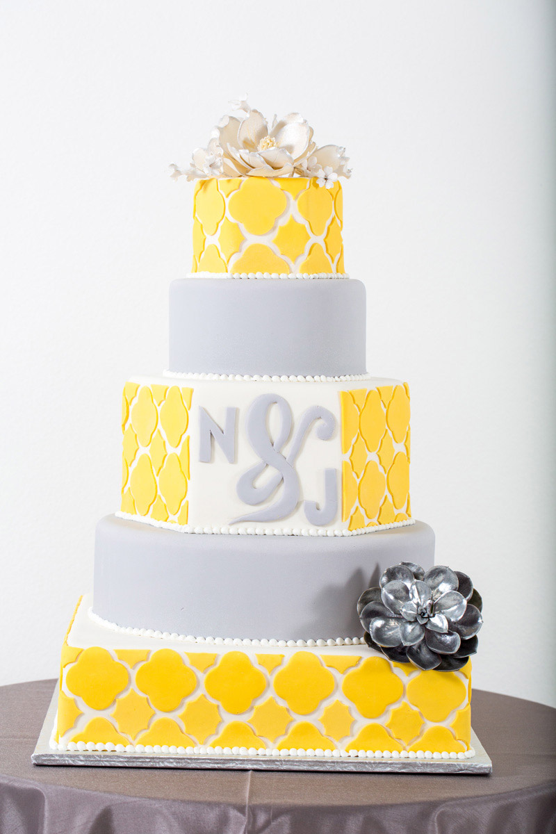 Grey and Yellow Wedding Cake