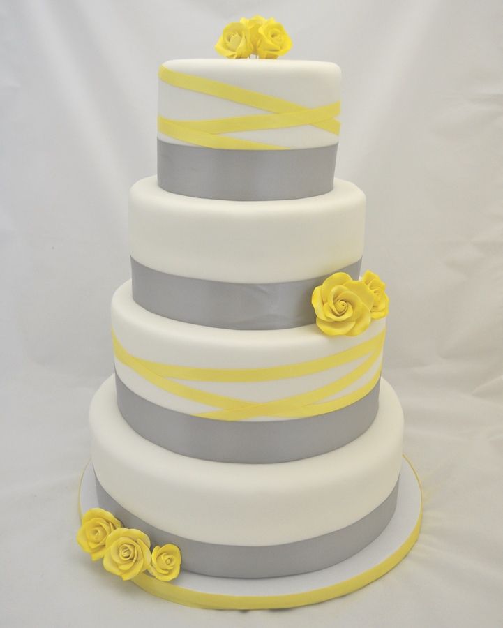 Grey and Yellow Wedding Cake Grey and Yellow Wedding Cake