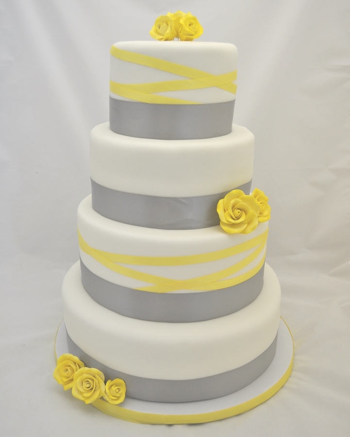 Grey and Yellow Wedding Cake