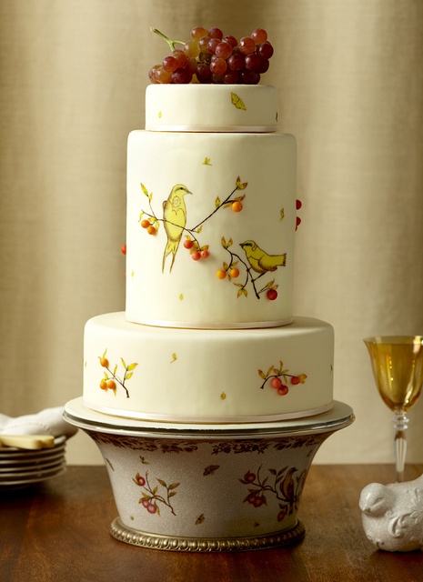Hand Painted Wedding Cake with Birds