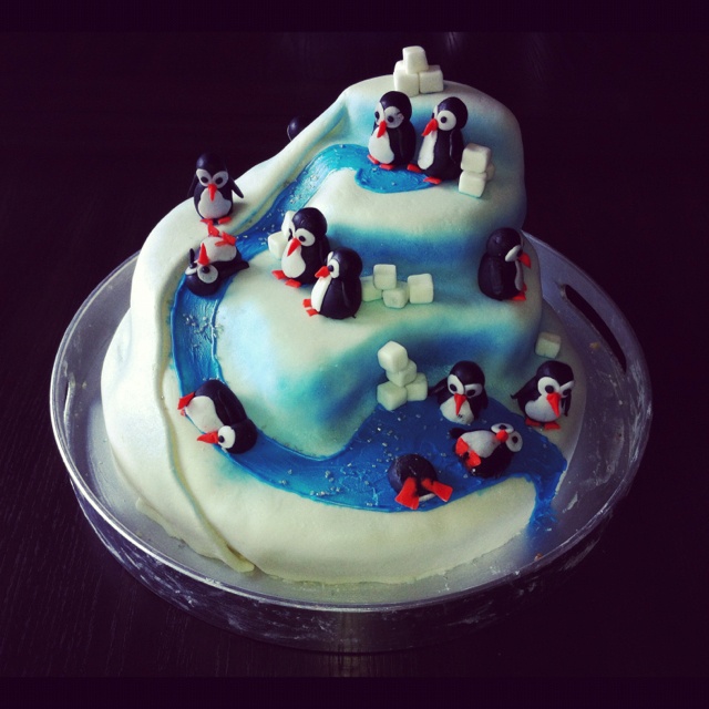 Happy Birthday Penguin Cake