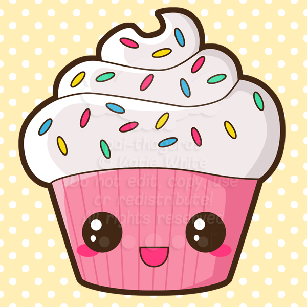 Happy Cupcake Cartoon