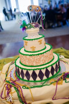 Mardi Gras Wedding Cake