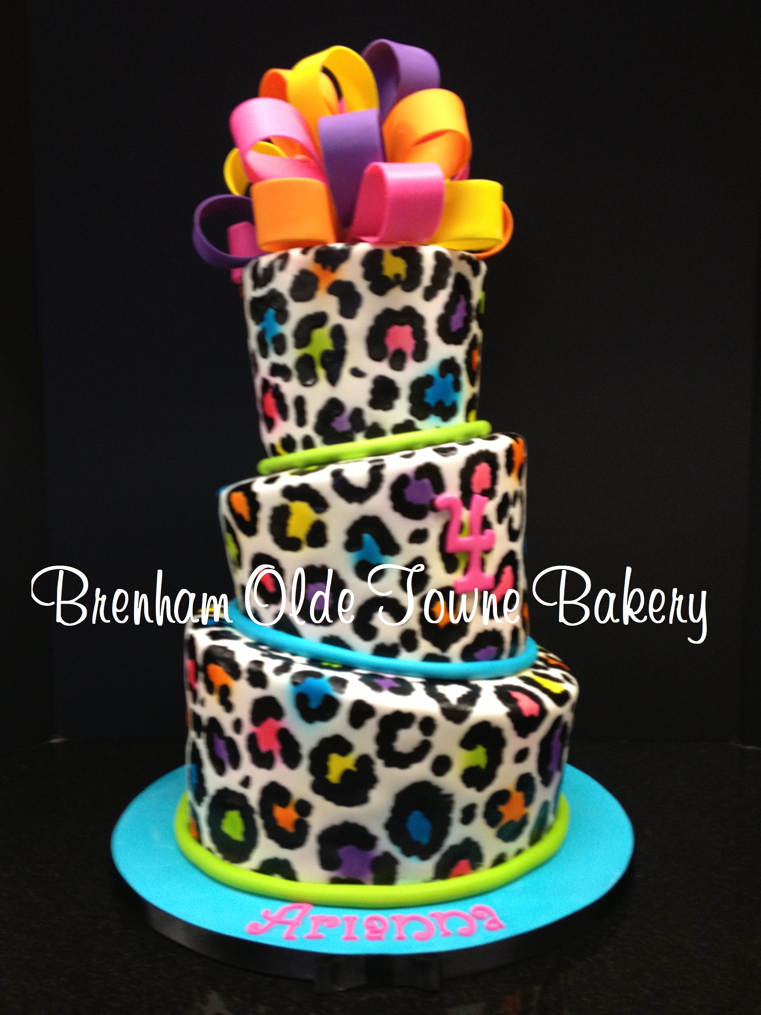 Neon Leopard Print Birthday Cake