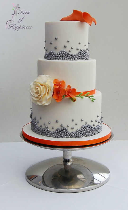 Orange and Silver Wedding Cake