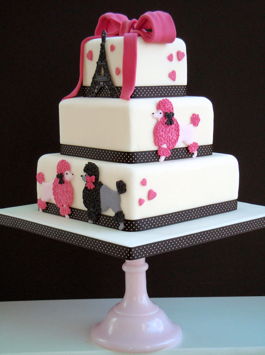 Paris Poodle Birthday Cake