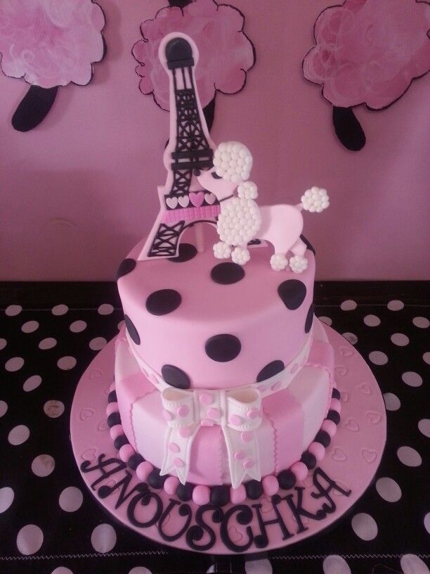 Paris Poodle Birthday Cake