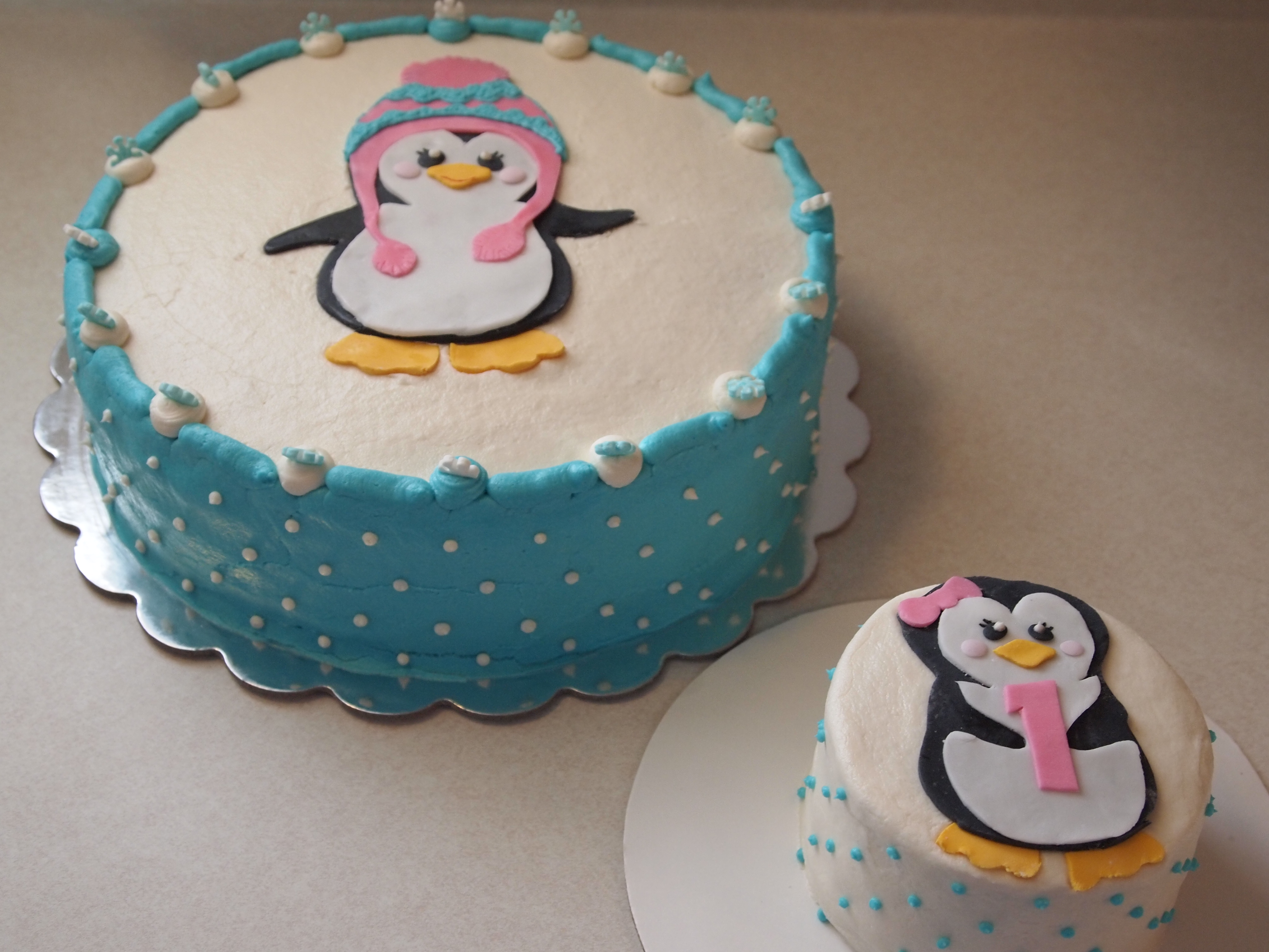 Penguin First Birthday Cake