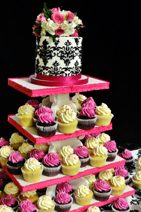 Pink and Black Wedding Cupcakes