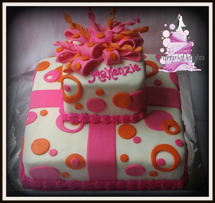 Pink and Orange Baby Shower Cake
