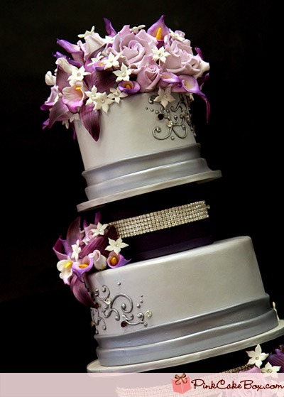 Pink and Platinum Wedding Cake