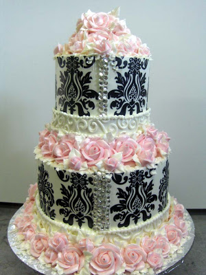 Pink Black Wedding Cake