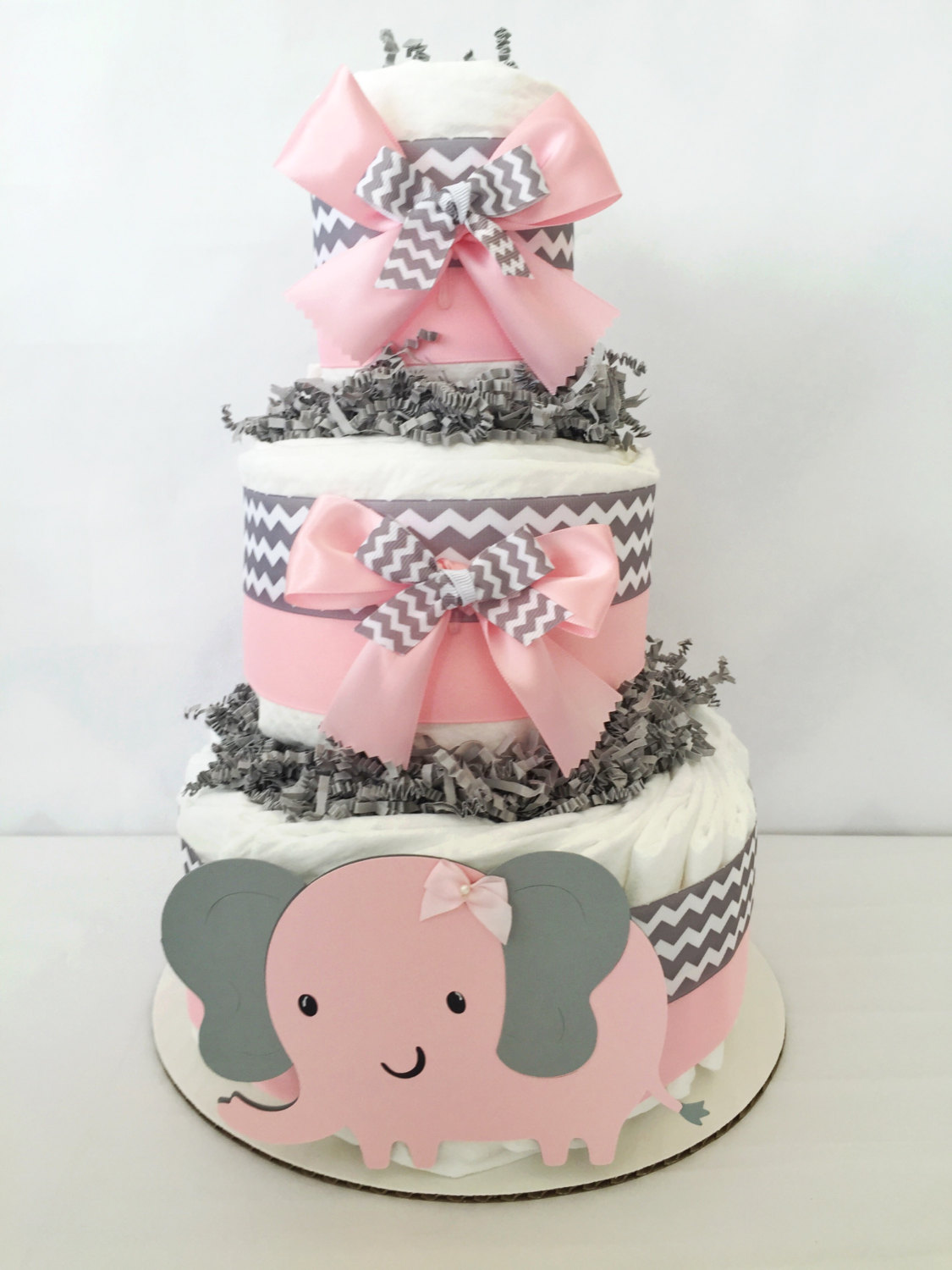 Pink Elephant Baby Shower Diaper Cake
