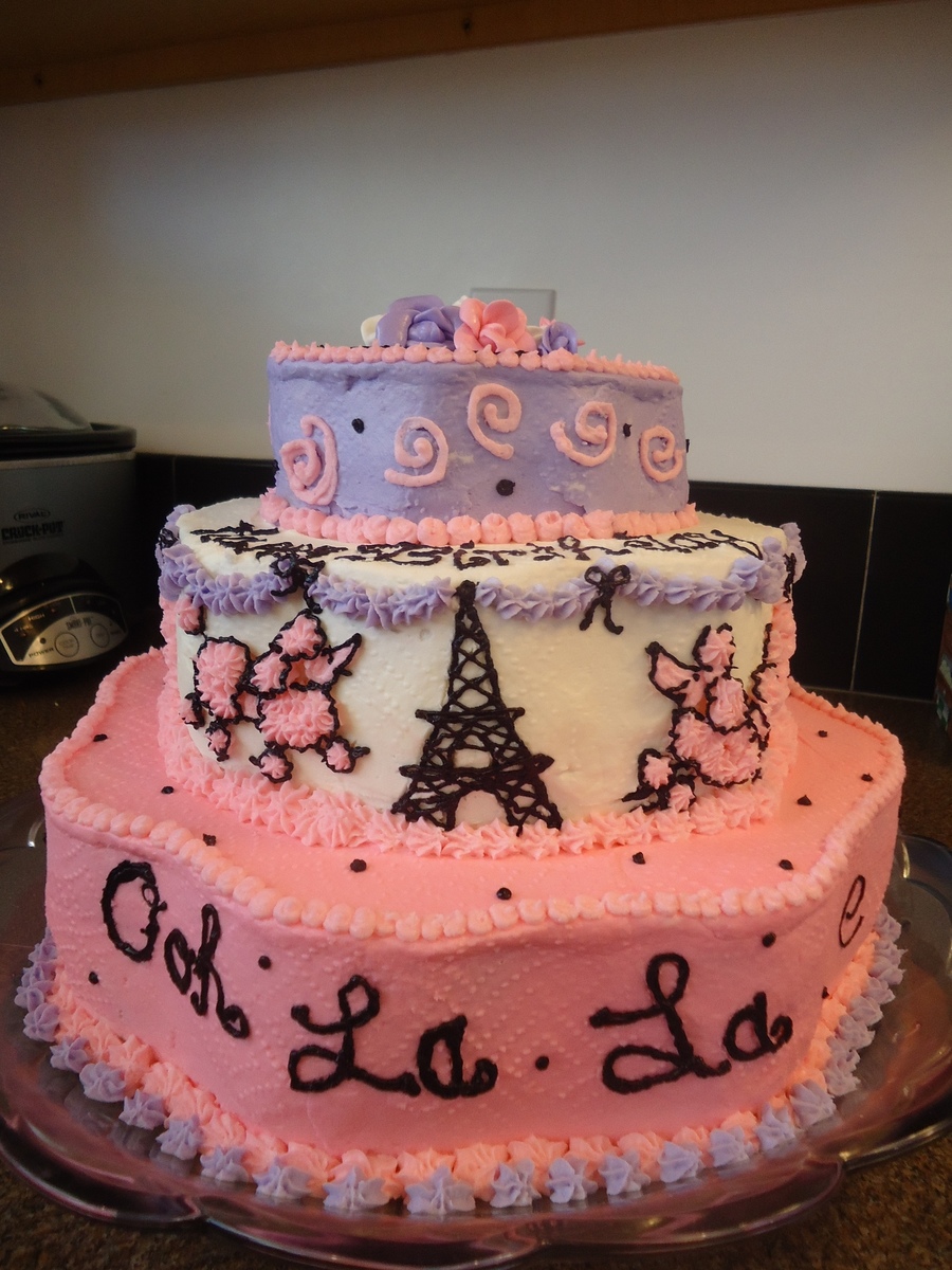 Poodle in Paris Birthday Cake