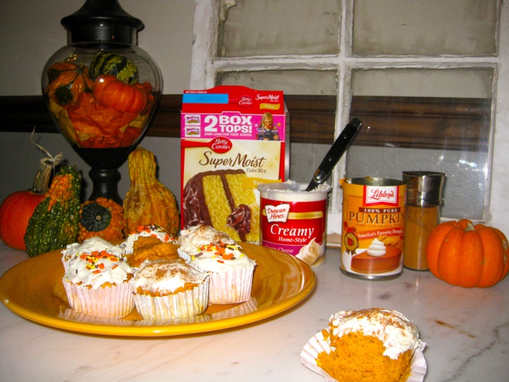 Pumpkin Yellow Cake Mix Made with Cupcakes