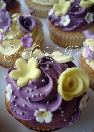 Purple and Yellow Cupcakes