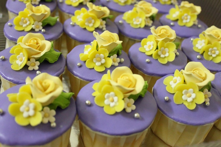 Purple and Yellow Cupcakes