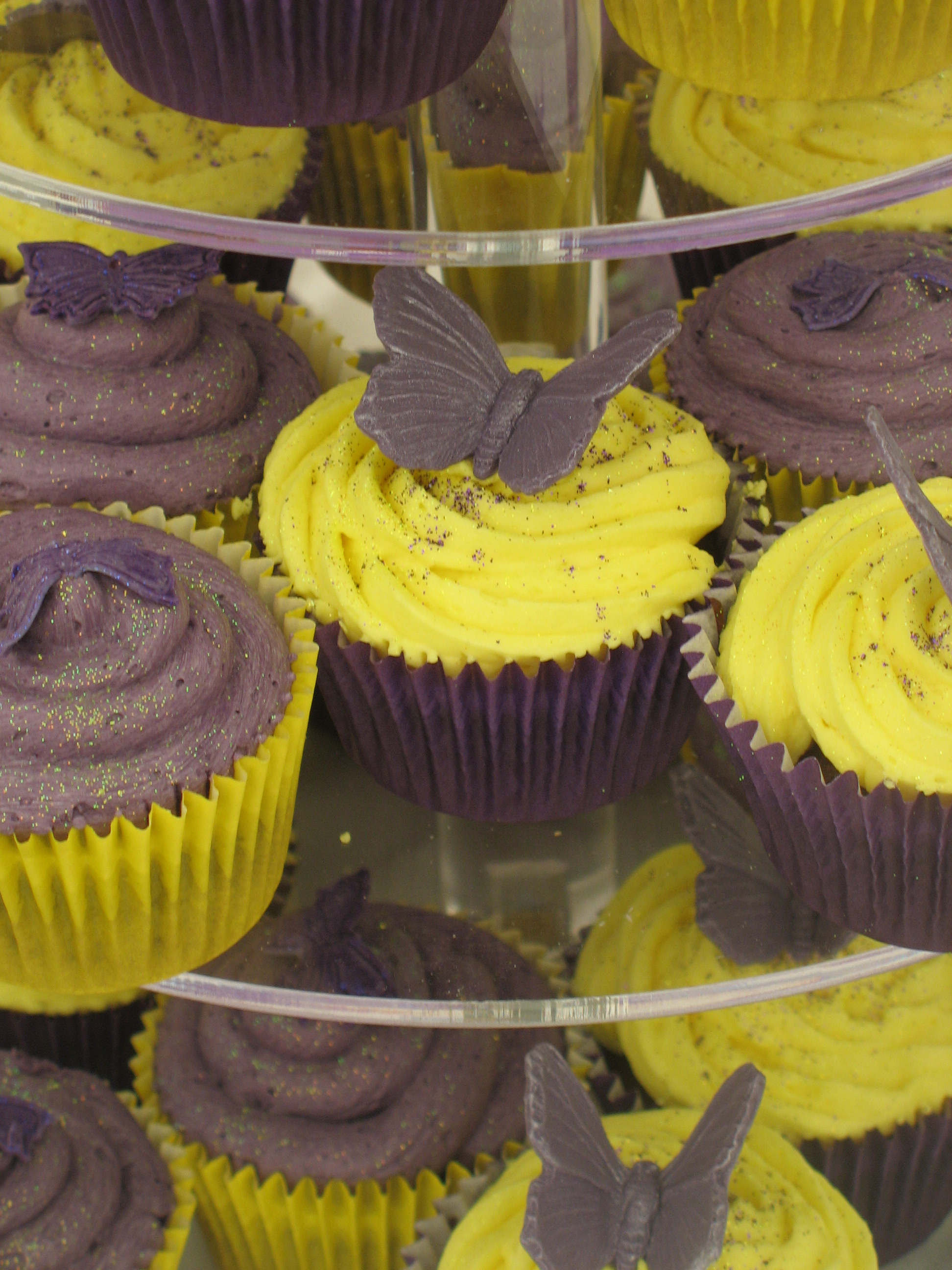 Purple and Yellow Wedding Cupcake