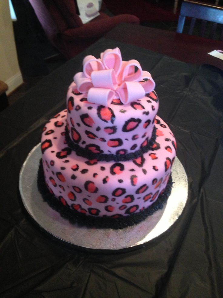 Purple Leopard Print Baby Shower Cake