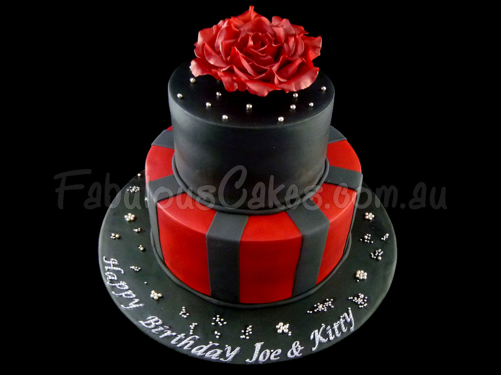 Red and Black Birthday Cake