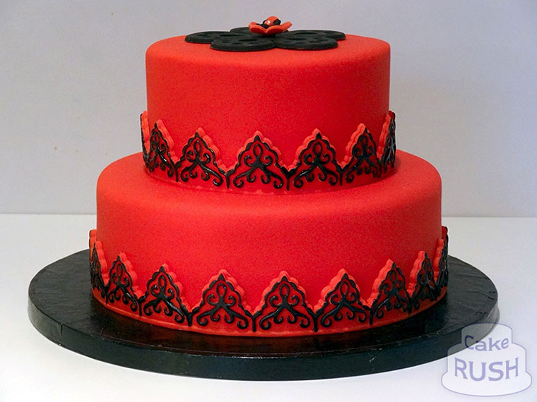 Red White and Black Birthday Cake