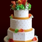 Red White and Orange Wedding Cake