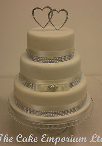 Rhinestone Wedding Cake with Ribbon