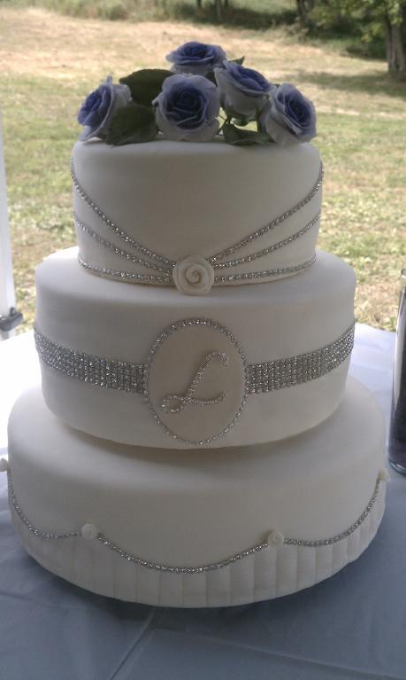 Rhinestone Wedding Cake with Ribbon