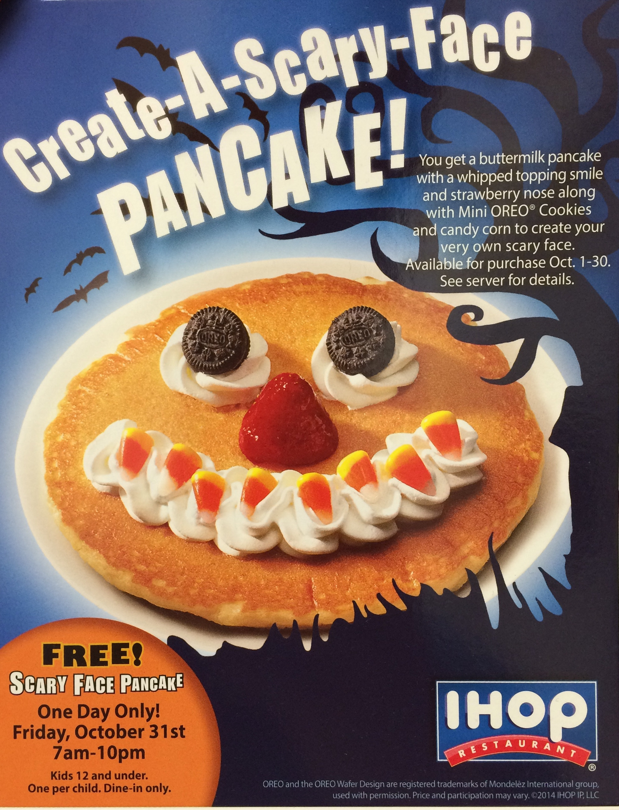 Scary Face Pancakes at Ihop