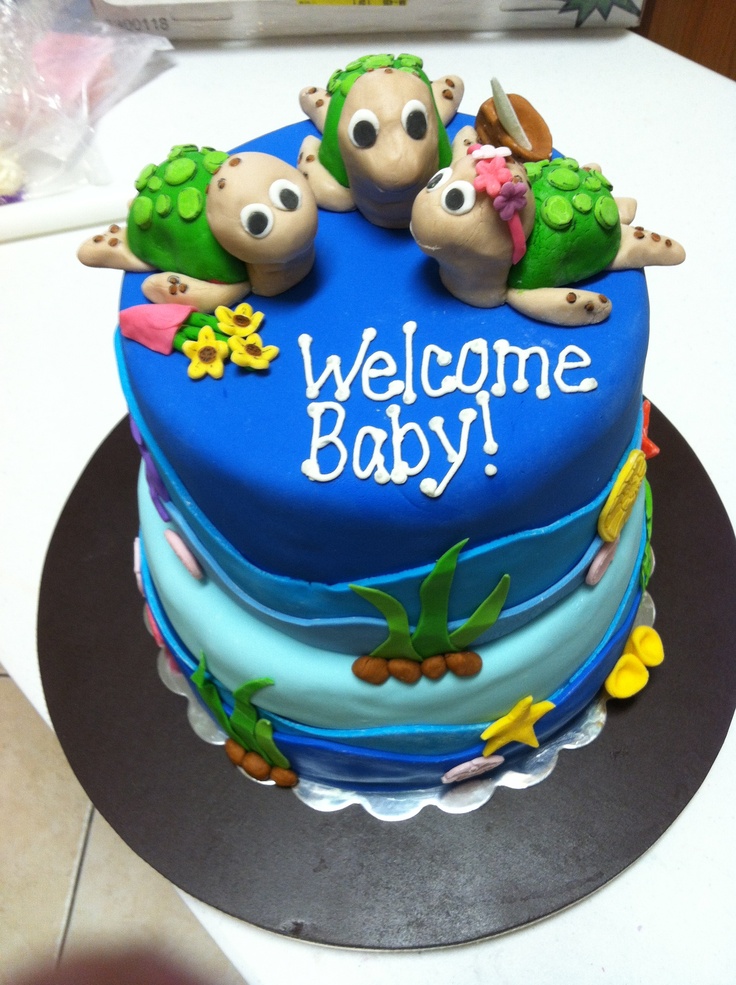 Sea Turtle Baby Shower Cake