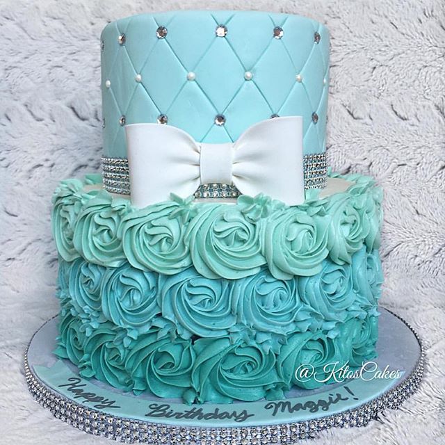 Turquoise and Brown 30th Birthday Cake