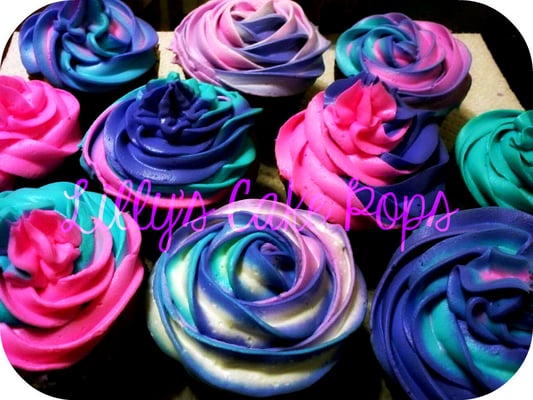 Turquoise and Purple Cake Cupcakes