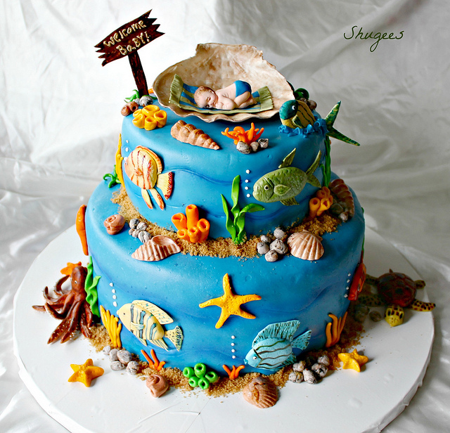 Under the Sea Theme Baby Shower Cake