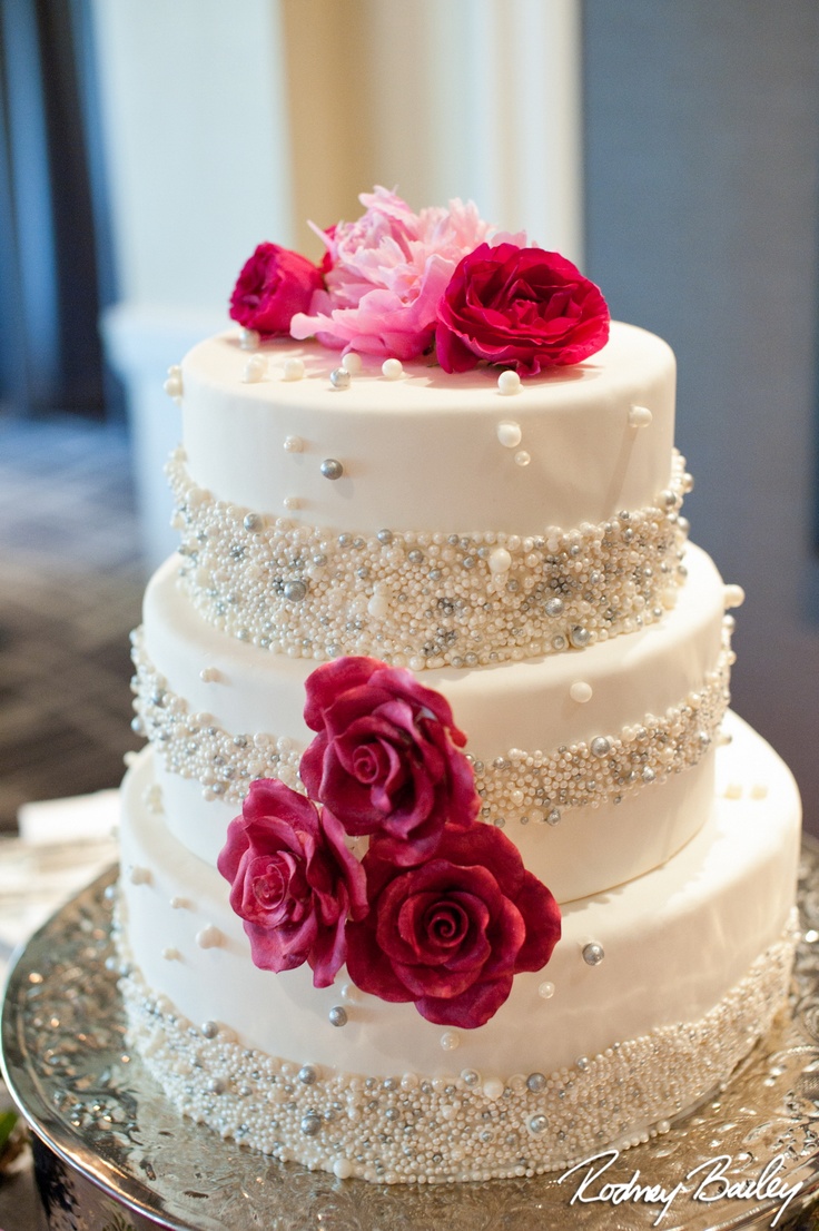 Wedding Cake with Edible Pearls