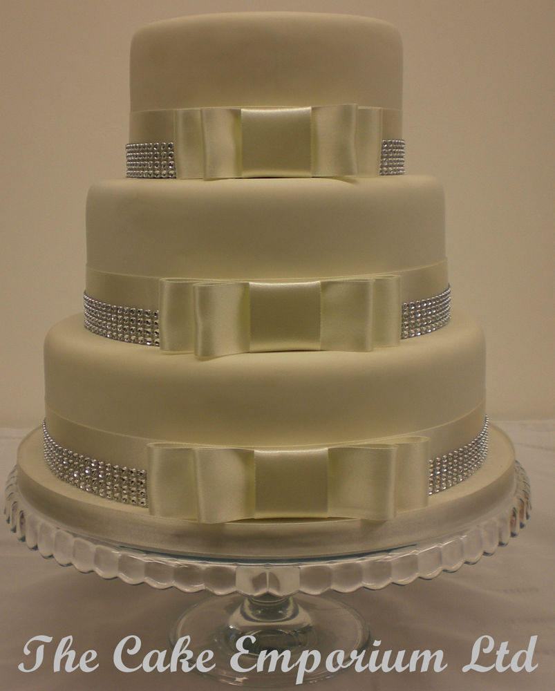 Wedding Cake with Ribbon Trim