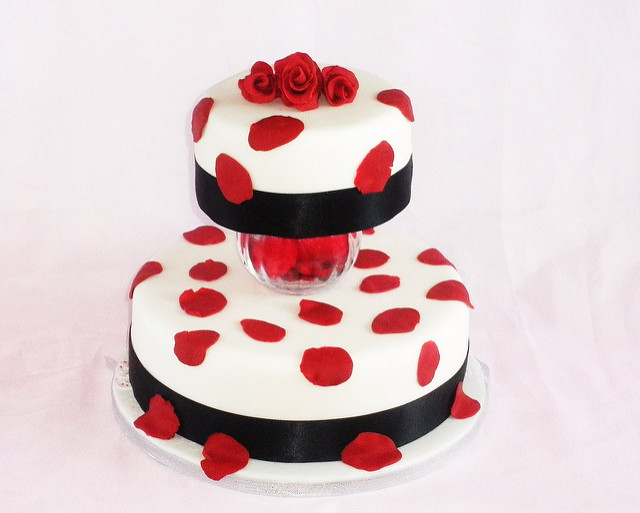 Wedding Cake with Rose Petals Wedding Cake with Rose Petals