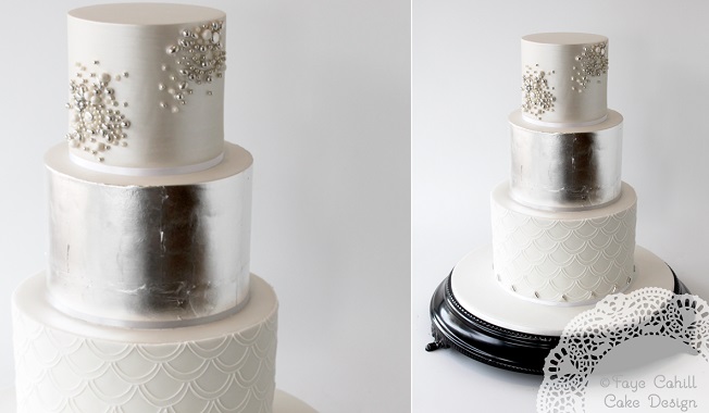 Wedding Cake with Silver Leaf