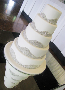 Wedding Cakes with Silver Beads Wedding Cakes with Silver Beads