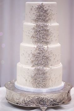 Wedding Cakes with Silver Beads