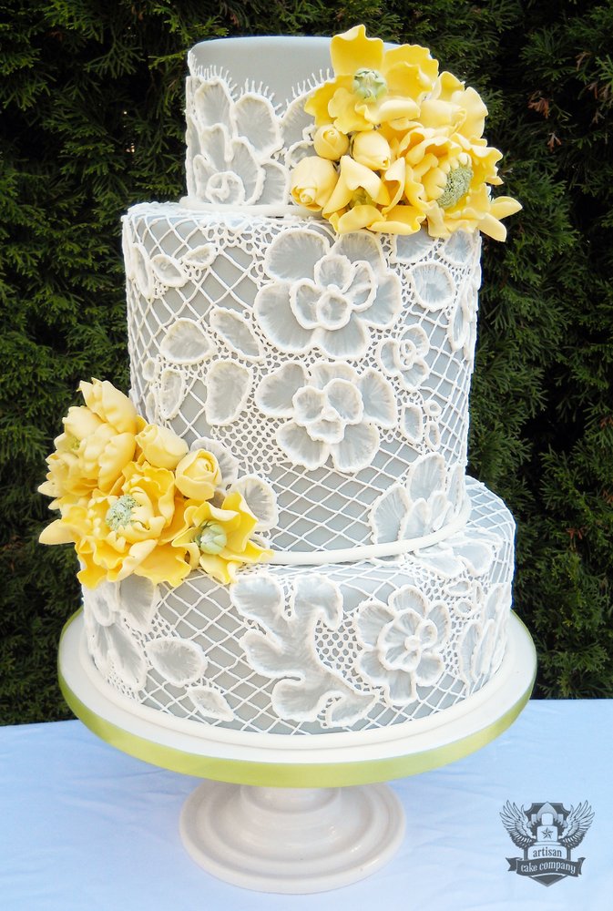 Yellow and Gray Wedding Cake Lace