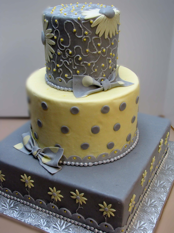 Yellow and Gray Wedding Cake