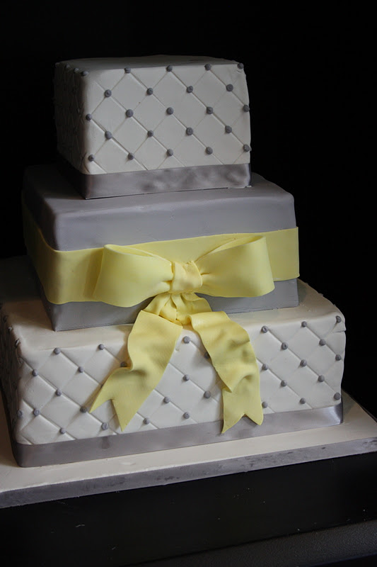 Yellow and Gray Wedding Cake