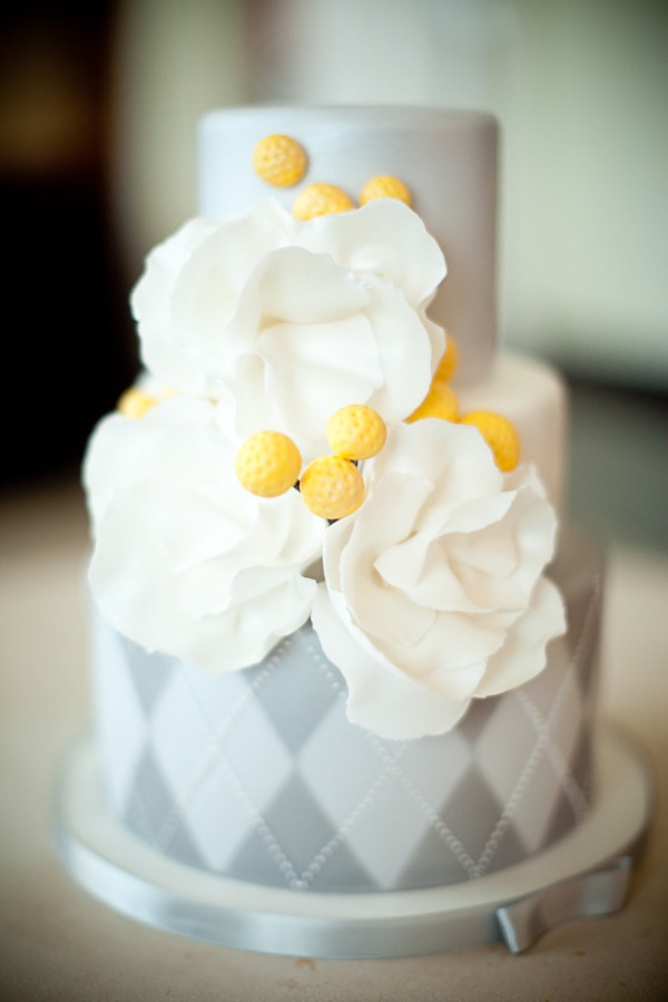 Yellow and Gray Wedding Cake