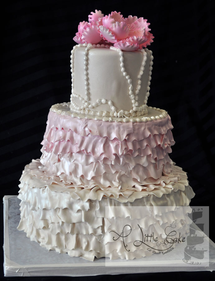 3 Tier Ruffle Wedding Cake